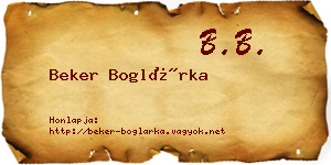 Beker Boglárka névjegykártya